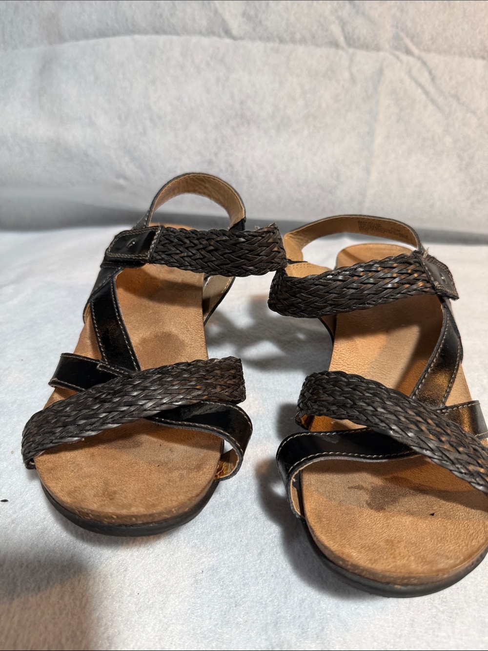 Bass Braided Leather Strappy Sandals - Black